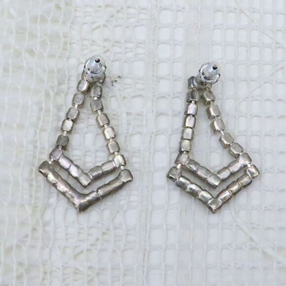 After Thoughts Rhinestone Earrings Women Vintage Art Deco Design Dangle - Picture 3 of 7